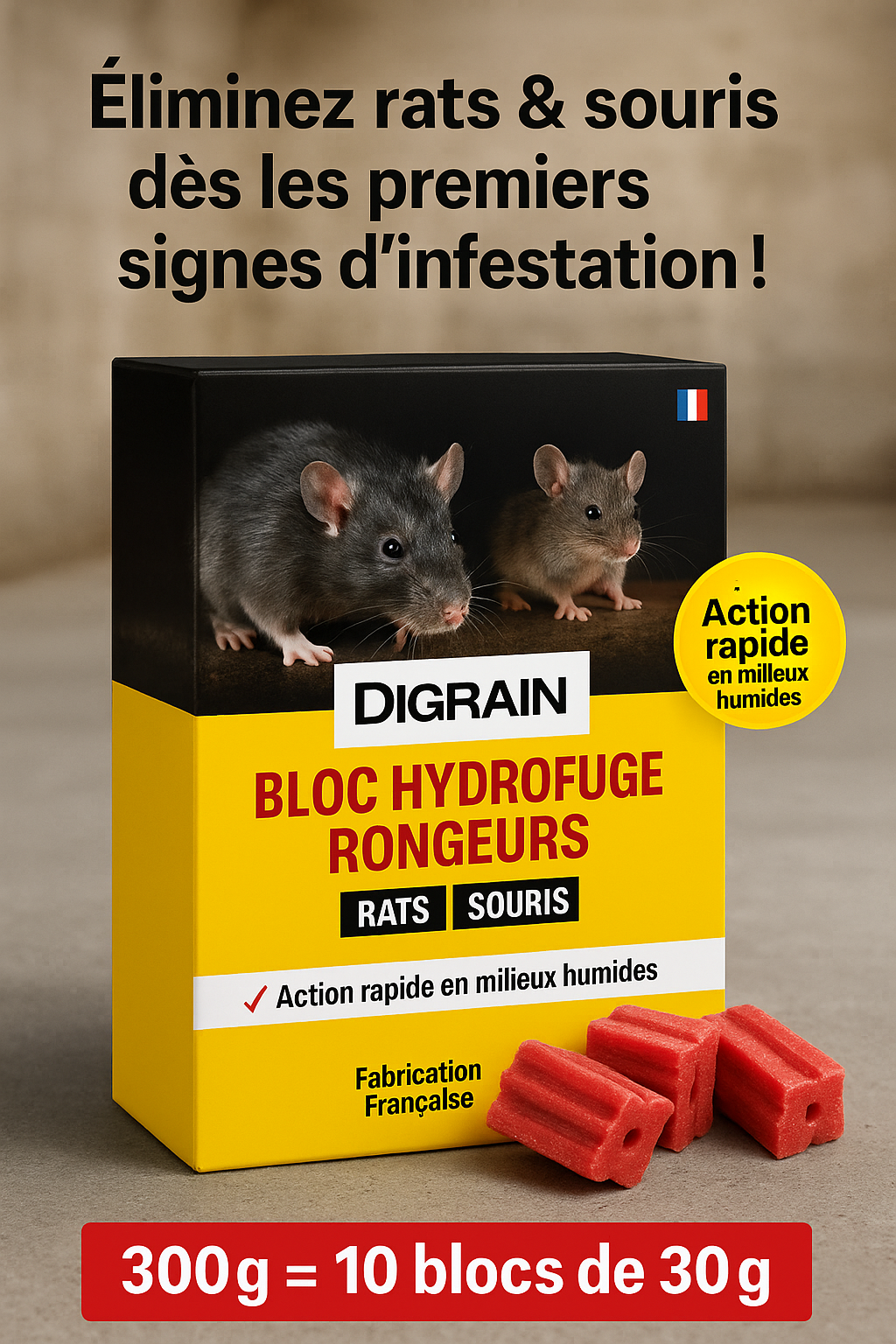 Bloc Anti-Rongeurs DIGRAIN® : Appât Efficace pour Élimination des Rongeurs